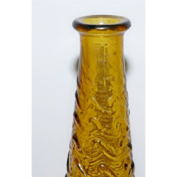 Vintage Empoli Amber Wave Genie Bottle Decanter Italy Mid Century Modern Glass - Picture 7 of 10